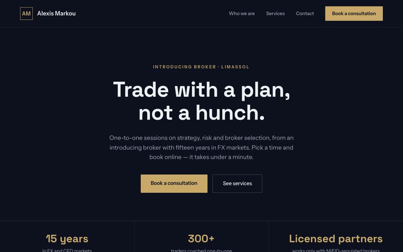 Markou FX example website with the PayaCal booking page
